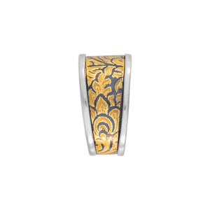 Golden Niello Floral Cushion Profile Tapered Ring AG581