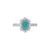 Dainty Starburst Halo Ring - Green Diamond Oval AU454