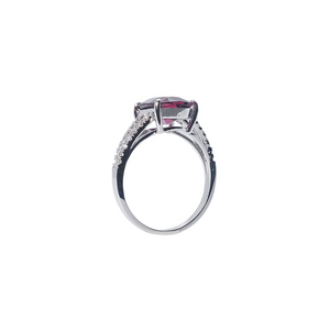 Agnesa Split Shank Solitaire Gemstone Ring - Pink Long Cushion 2021-197