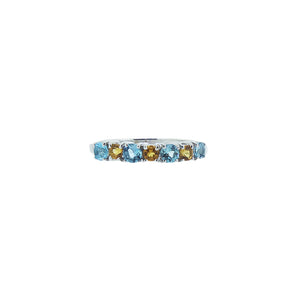 Azure Half Eternity Ring - Blue Yellow Round AG784