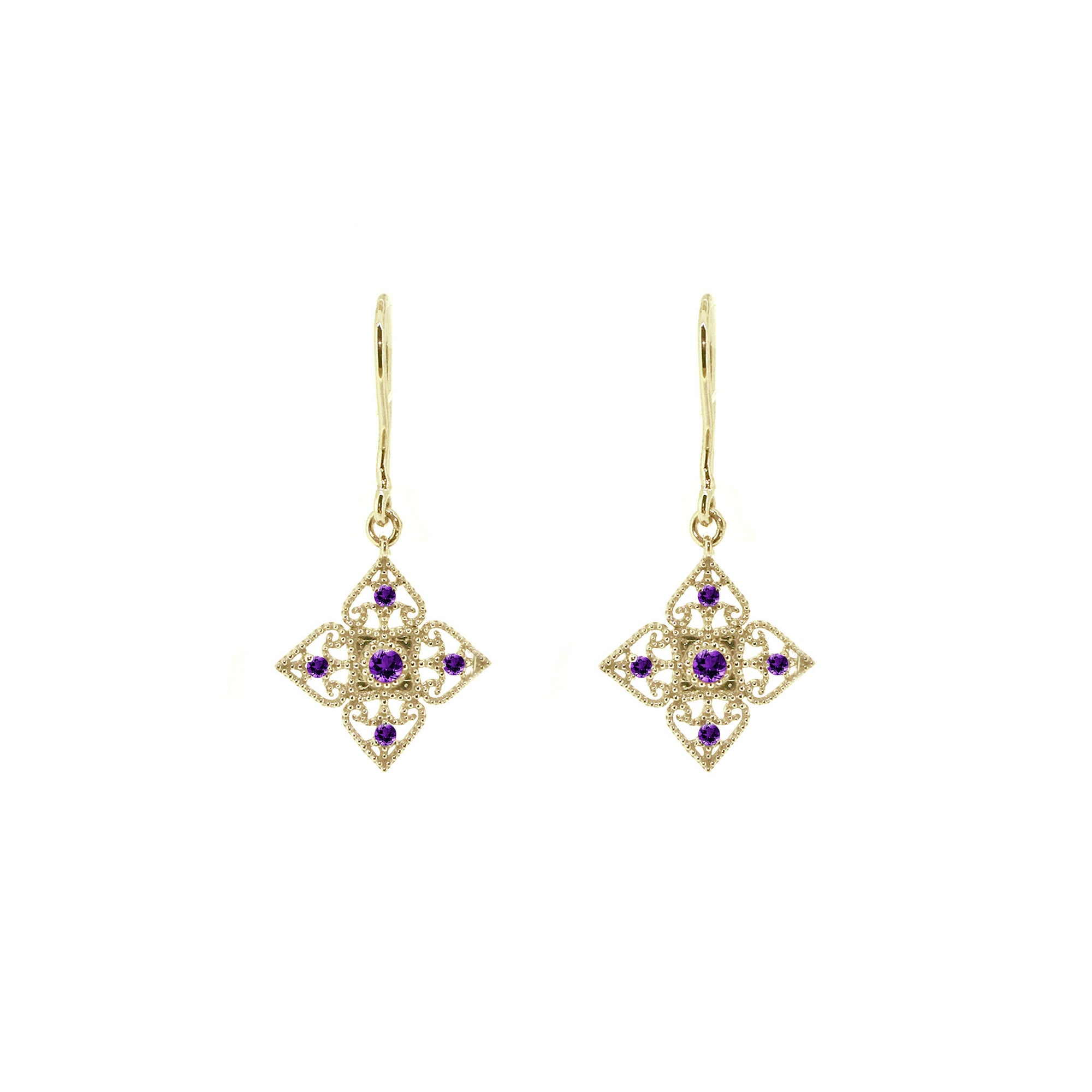 Peranka Symbol Dangling Earrings - Purple Round 2021-217
