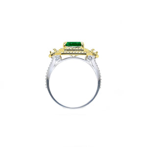 Shatanza Octagonal Double Halo Cocktail Ring - Green Emerald 2019-207