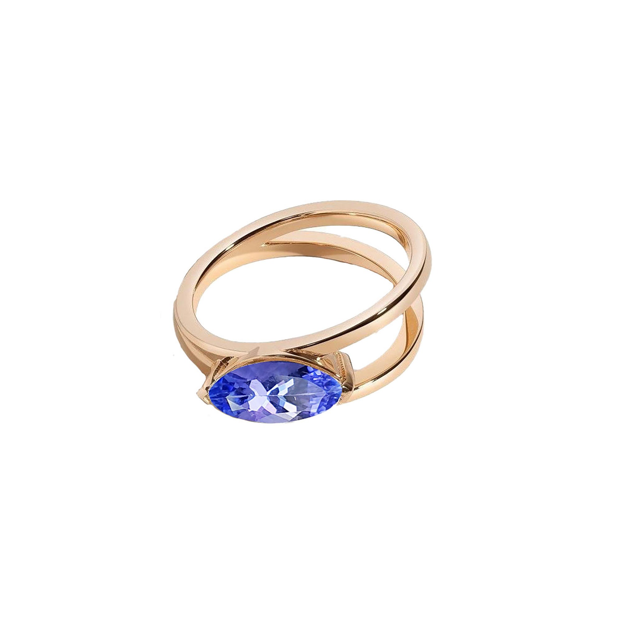 Mina Double Band Contemporary Ring - Tanzanite Marquise W032