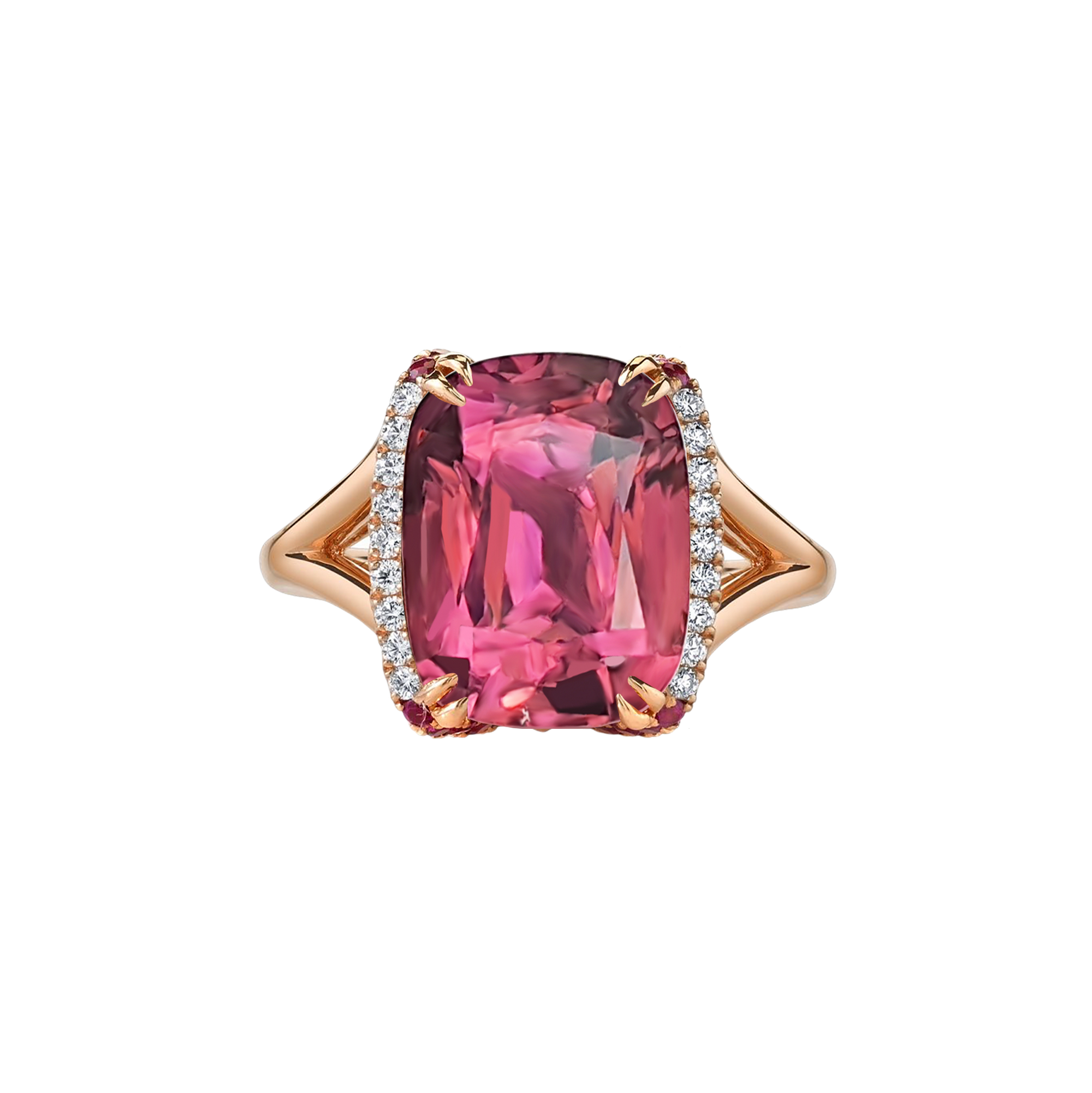 Alyssa Semi Halo Gemstone Ring - Pink Long Cushion W117