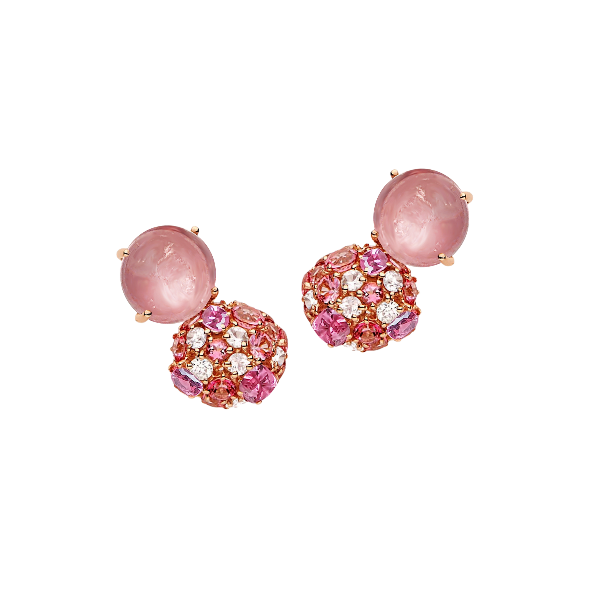 Nomi Cluster Earrings - Pink Round W147