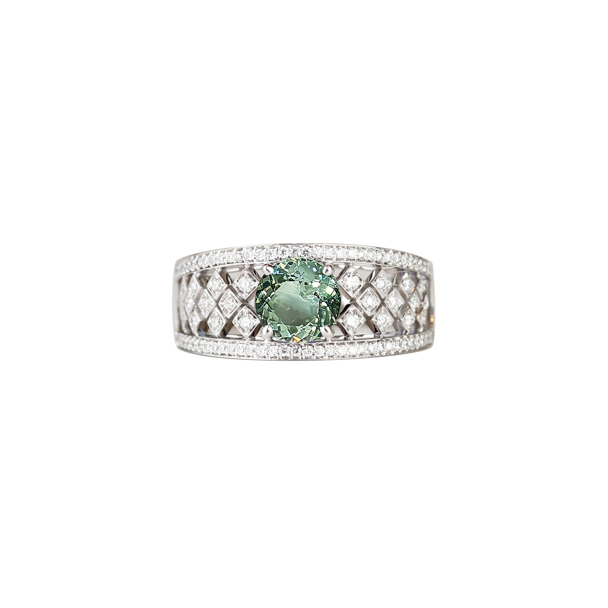 Netty Gemstone Ring - Green Round W249