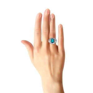 Wintaz Semi Halo Gemstone Ring - Blue Emerald 2021-221
