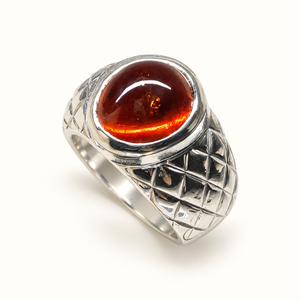 Belle Mandarin Garnet Ring — White-Gold-Plated Silver AG811