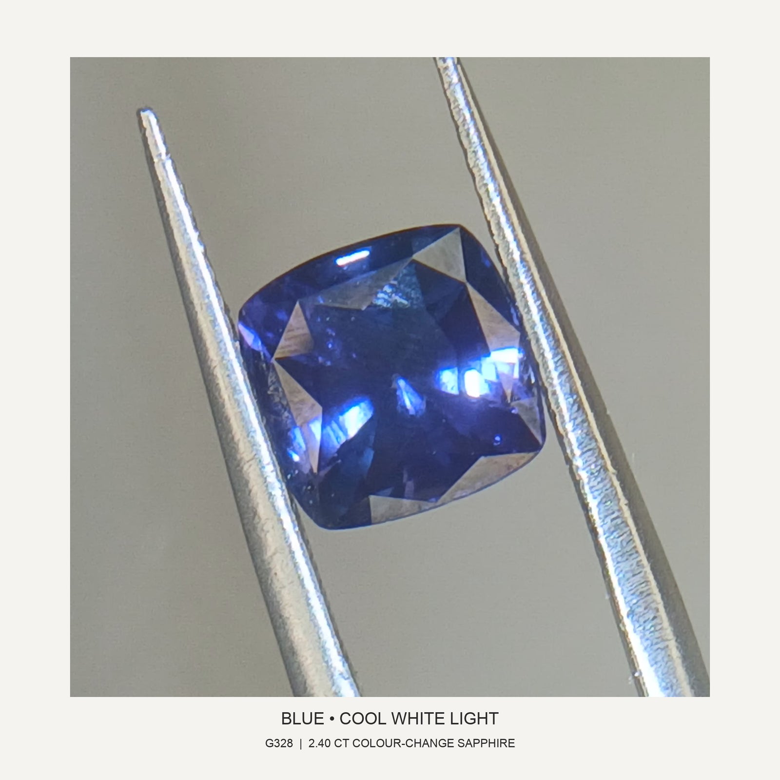 G328 COLOUR CHANGE SAPPHIRE CUSHION 2.40CT