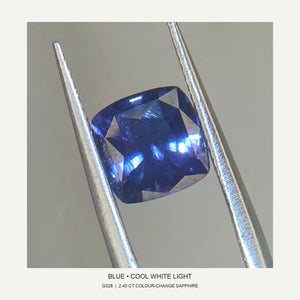 G328 COLOUR CHANGE SAPPHIRE CUSHION 2.40CT