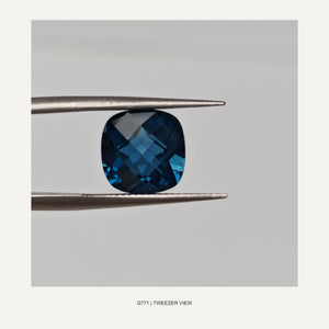 G771 LONDON BLUE TOPAZ CUSHION 4.85CT - 02-G771-TWEEZER