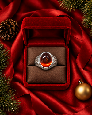 Belle Mandarin Garnet Ring — White-Gold-Plated Silver AG811