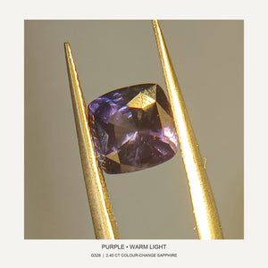 G328 COLOUR CHANGE SAPPHIRE CUSHION 2.40CT