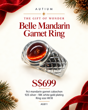 Belle Mandarin Garnet Ring — White-Gold-Plated Silver AG811