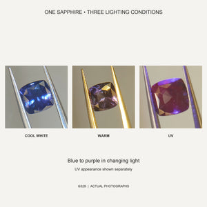 G328 COLOUR CHANGE SAPPHIRE CUSHION 2.40CT