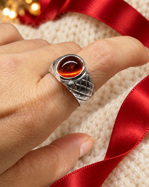 Belle Mandarin Garnet Ring — White-Gold-Plated Silver AG811