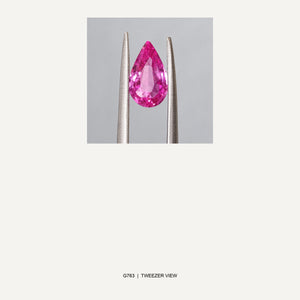 G763 UNHEATED PINK SAPPHIRE PEAR 1.52CT - 05-G763-TWEEZER