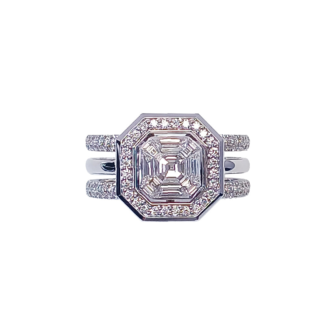 2022-053 MESSIAN ASSCHER PIE CUT DIAMOND RING 0.48CT