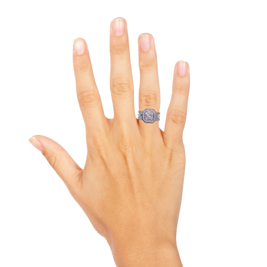 2022-053 MESSIAN ASSCHER PIE CUT DIAMOND RING 0.48CT