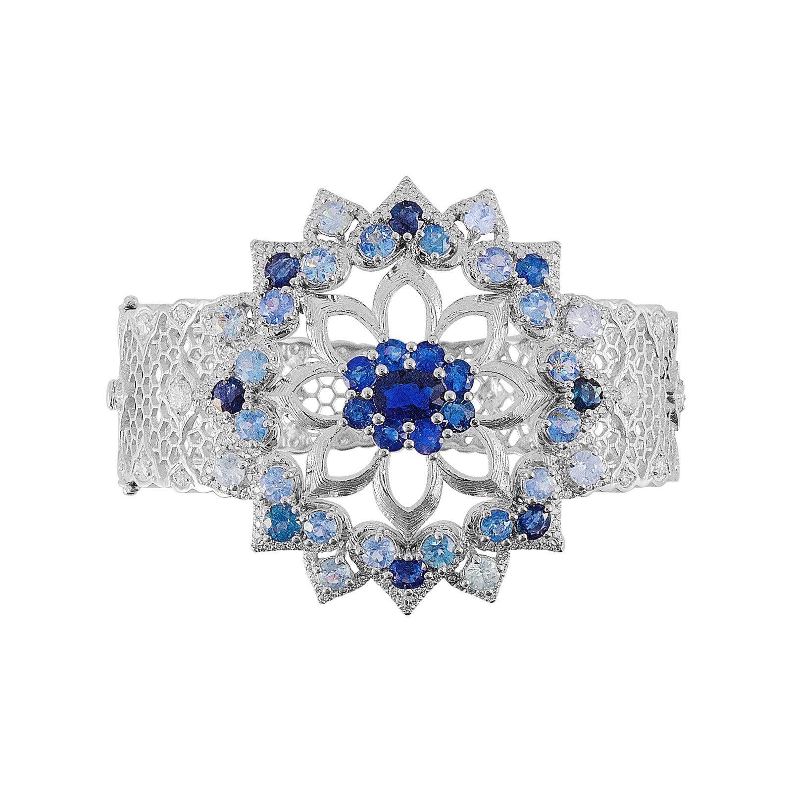 Bucce Lotus Honeycomb Tapered Bangle - Sapphire Oval 2022-206