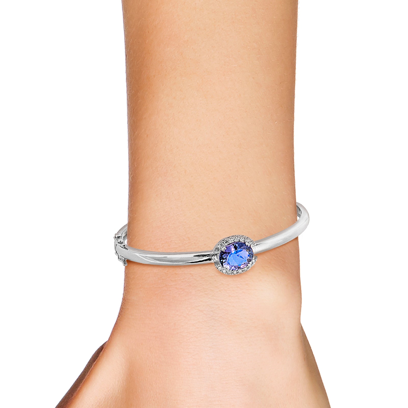 Medley Semi-Halo Bangle - Tanzanite Oval 2023-012