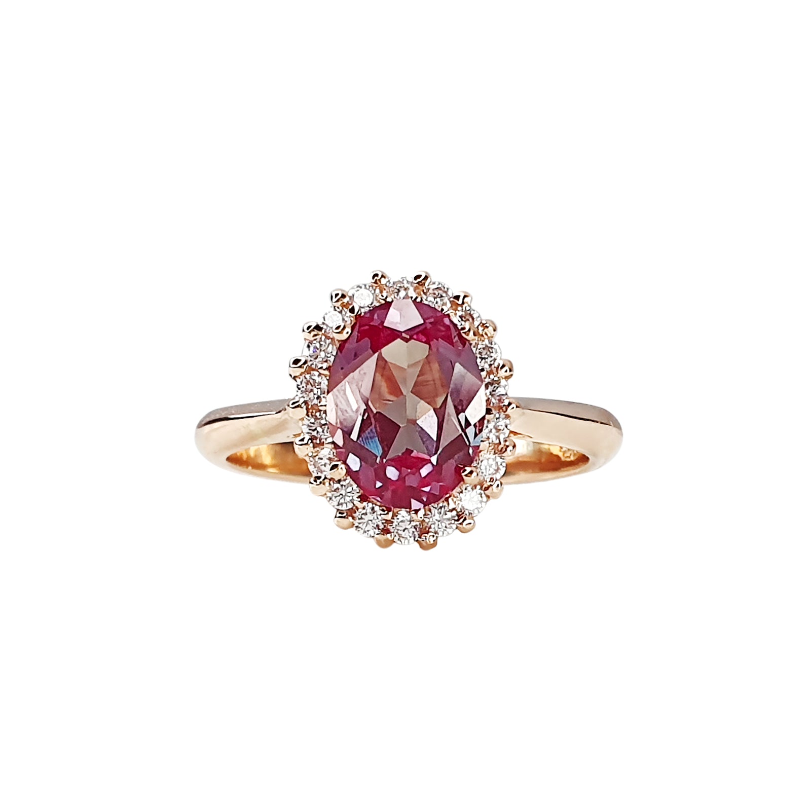 Lynnet Halo Gemstone Ring - Alexandrite Oval 2023-022
