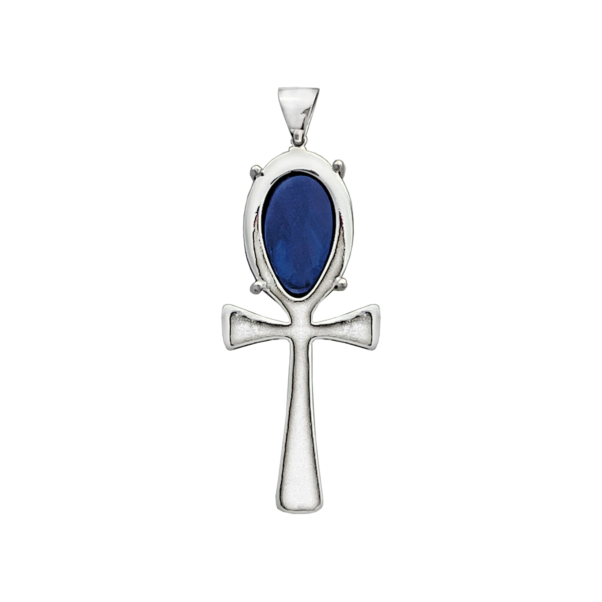 Large Ankh Pendant - Blue Oval 2023-037