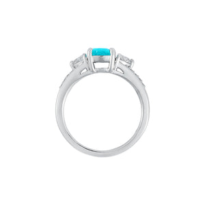 Tiara 3 Stone Ring - Paraiba Long Cushion 2023-043