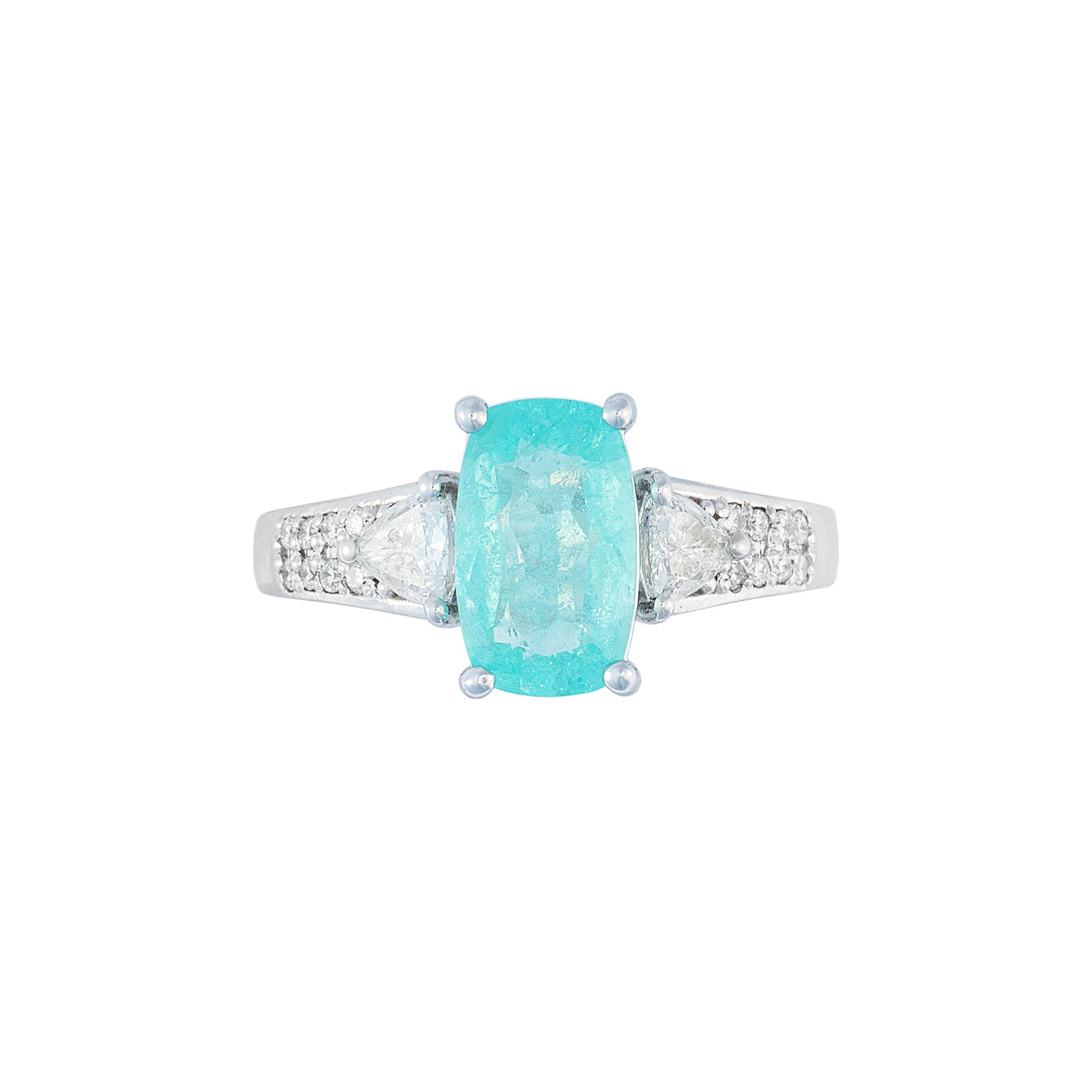 G263  Tiara 3 Stone Ring - Paraiba Long Cushion 2023-043