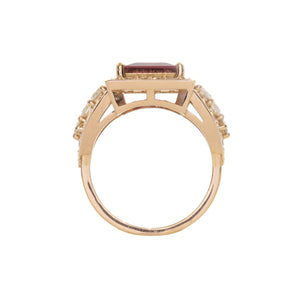 Winzet Halo Gemstone Ring - Pink Rectangle 2023-045