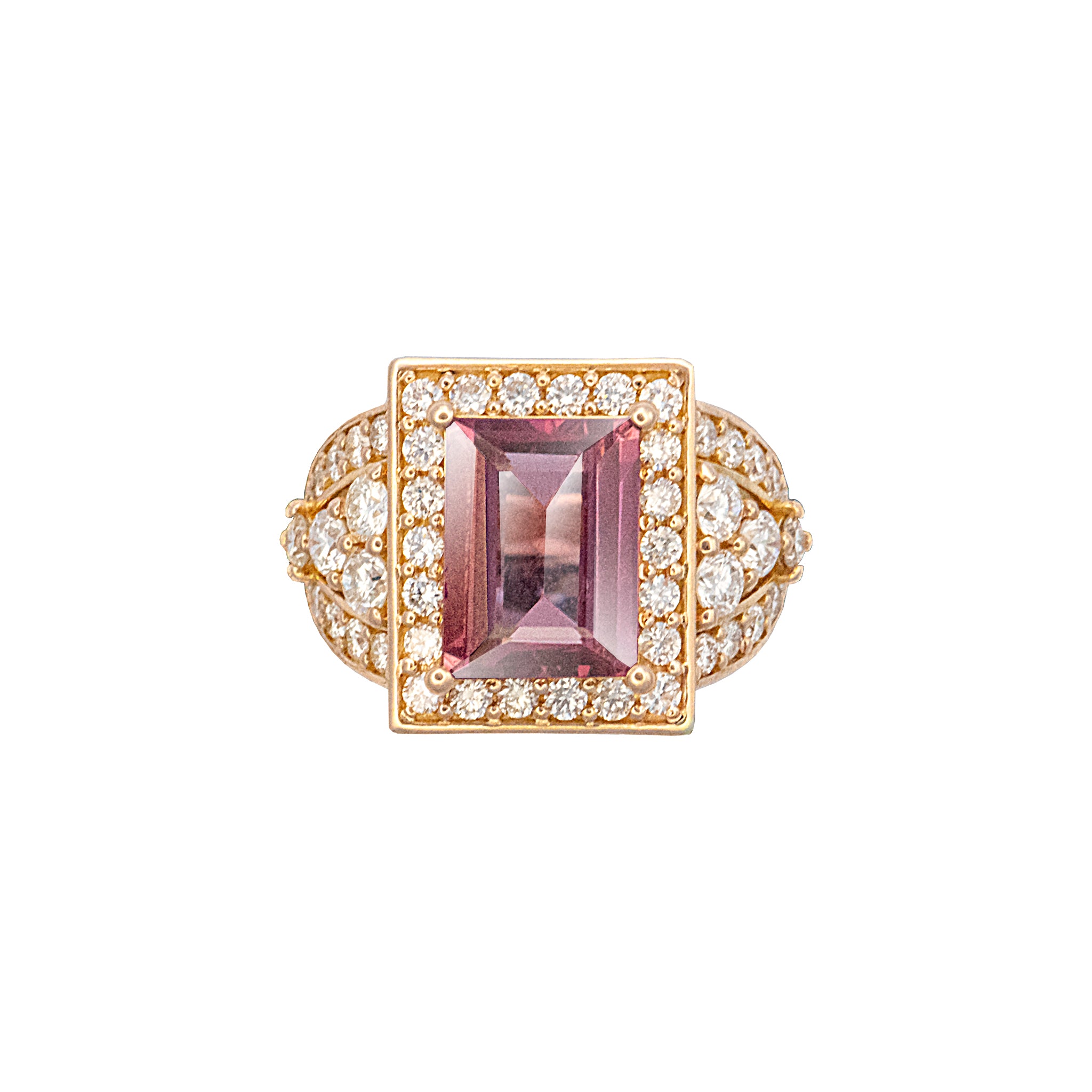 Winzet Halo Gemstone Ring - Pink Rectangle 2023-045 - Autium
