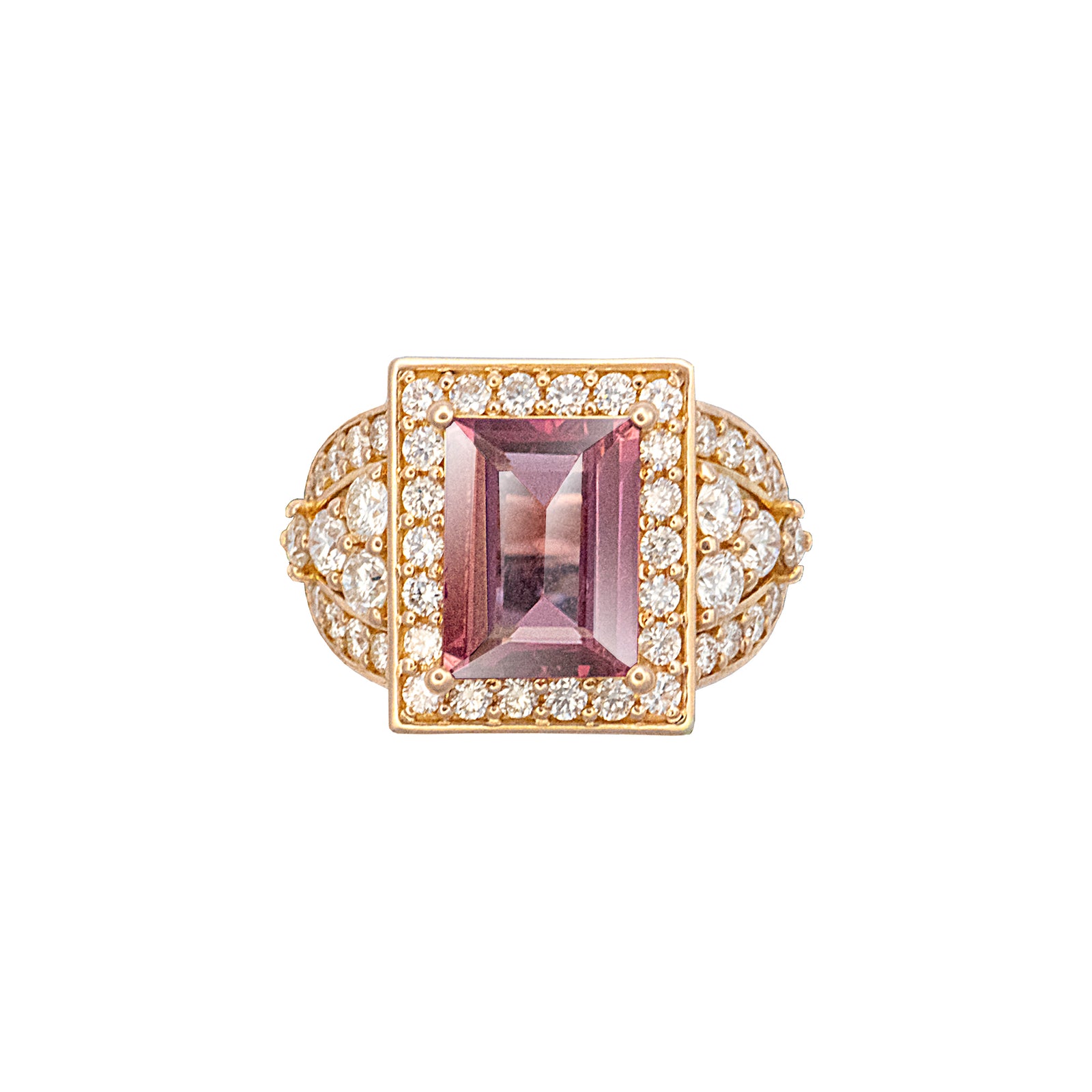 Winzet Halo Gemstone Ring - Pink Rectangle 2023-045