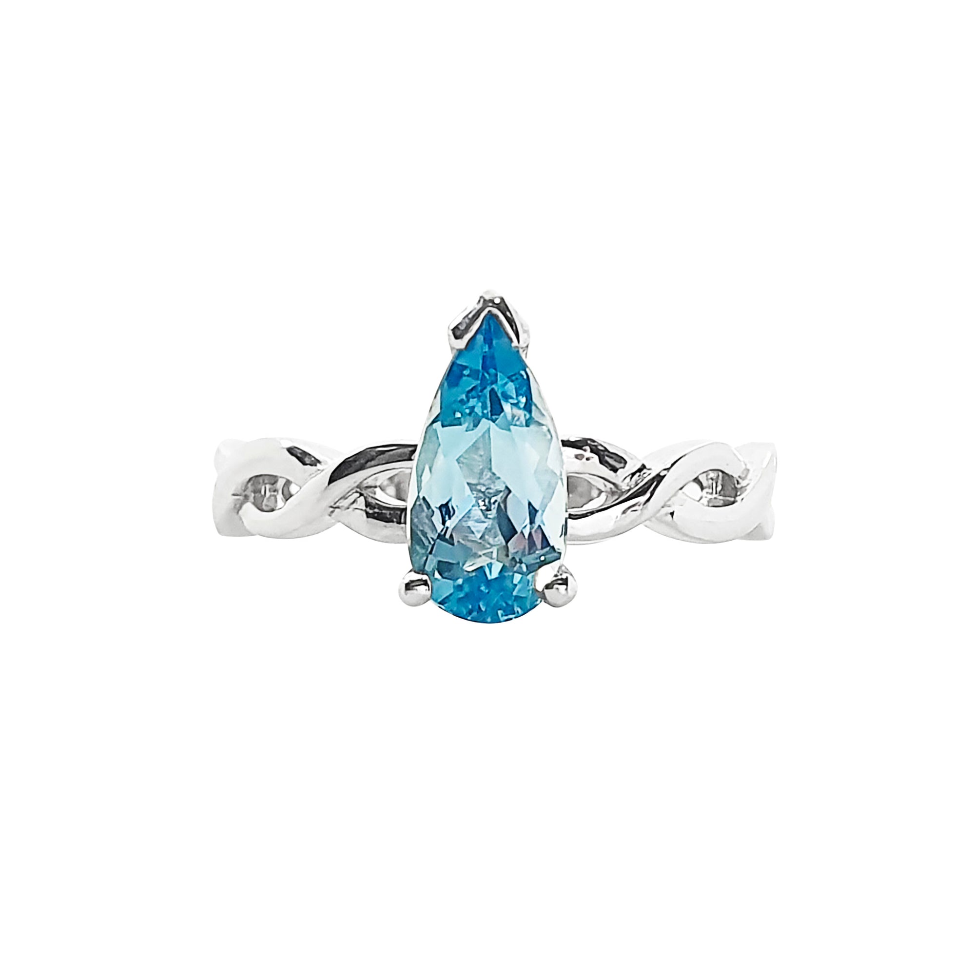 Chad Open Twist Solitaire Enring - Blue Pear 2023-050