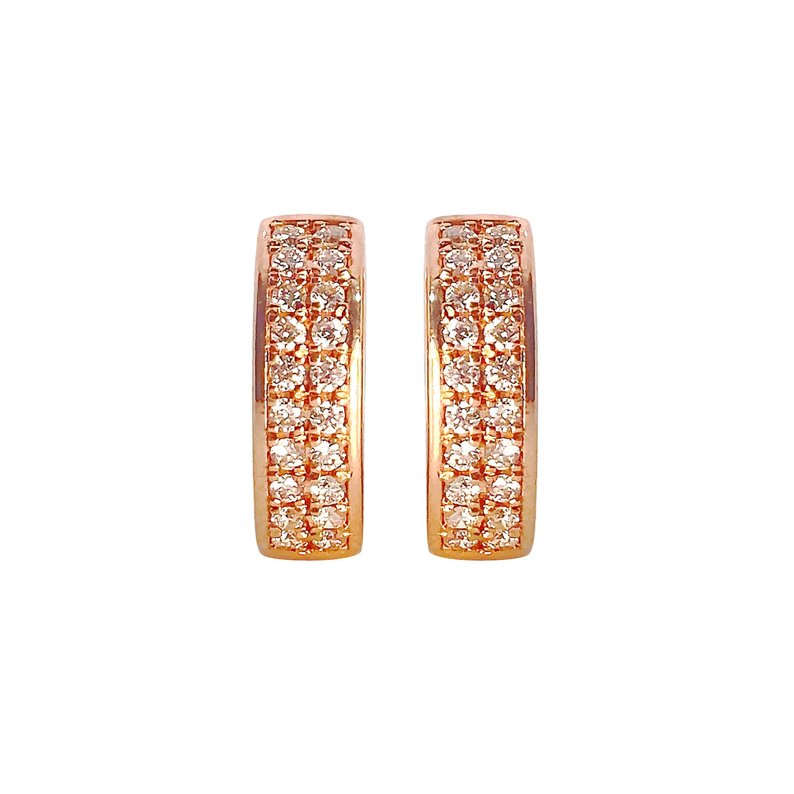 Dana Double Row Half Pave Huggie Earrings 2023-057