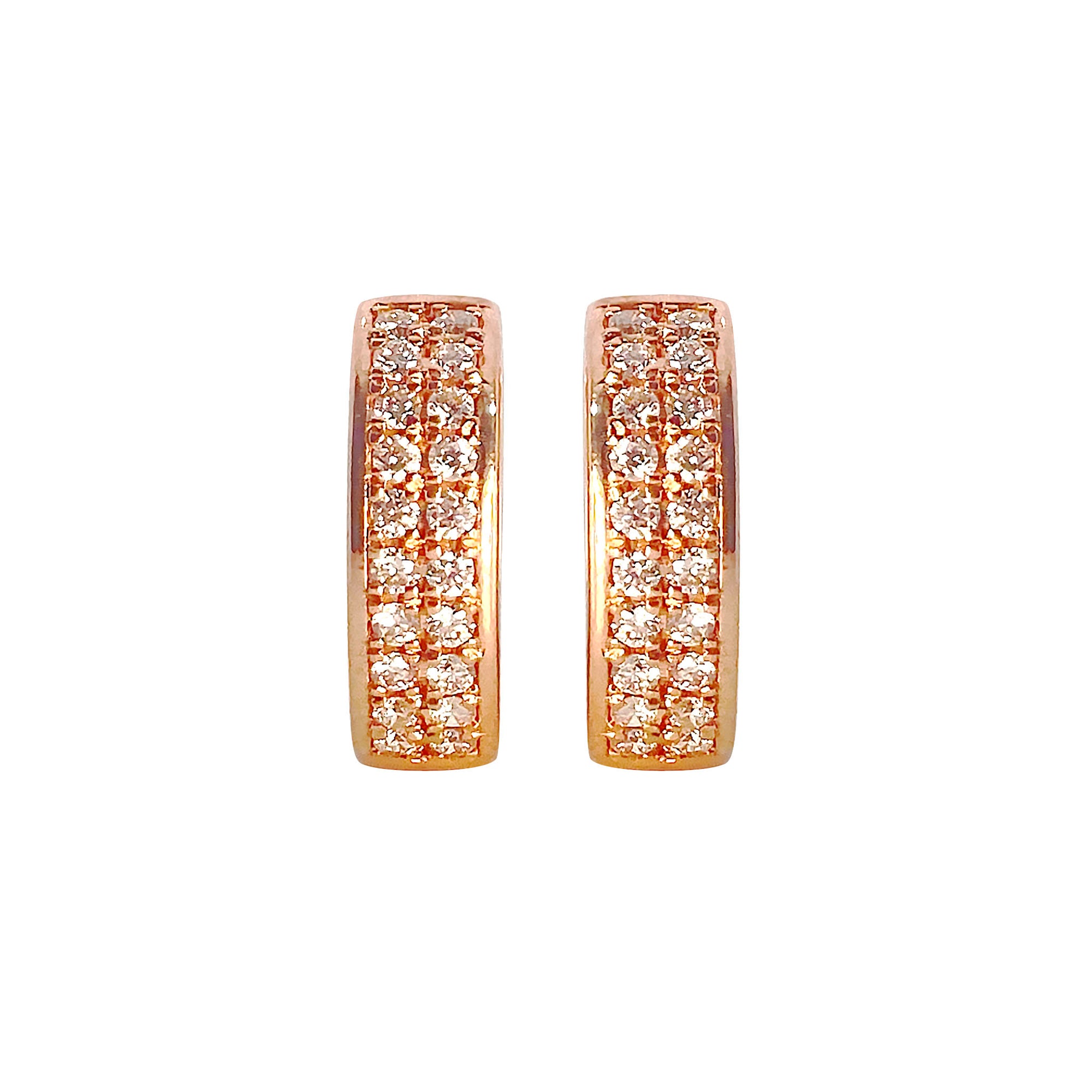 Dana Double Row Half Pave Huggie Earrings 2023-057