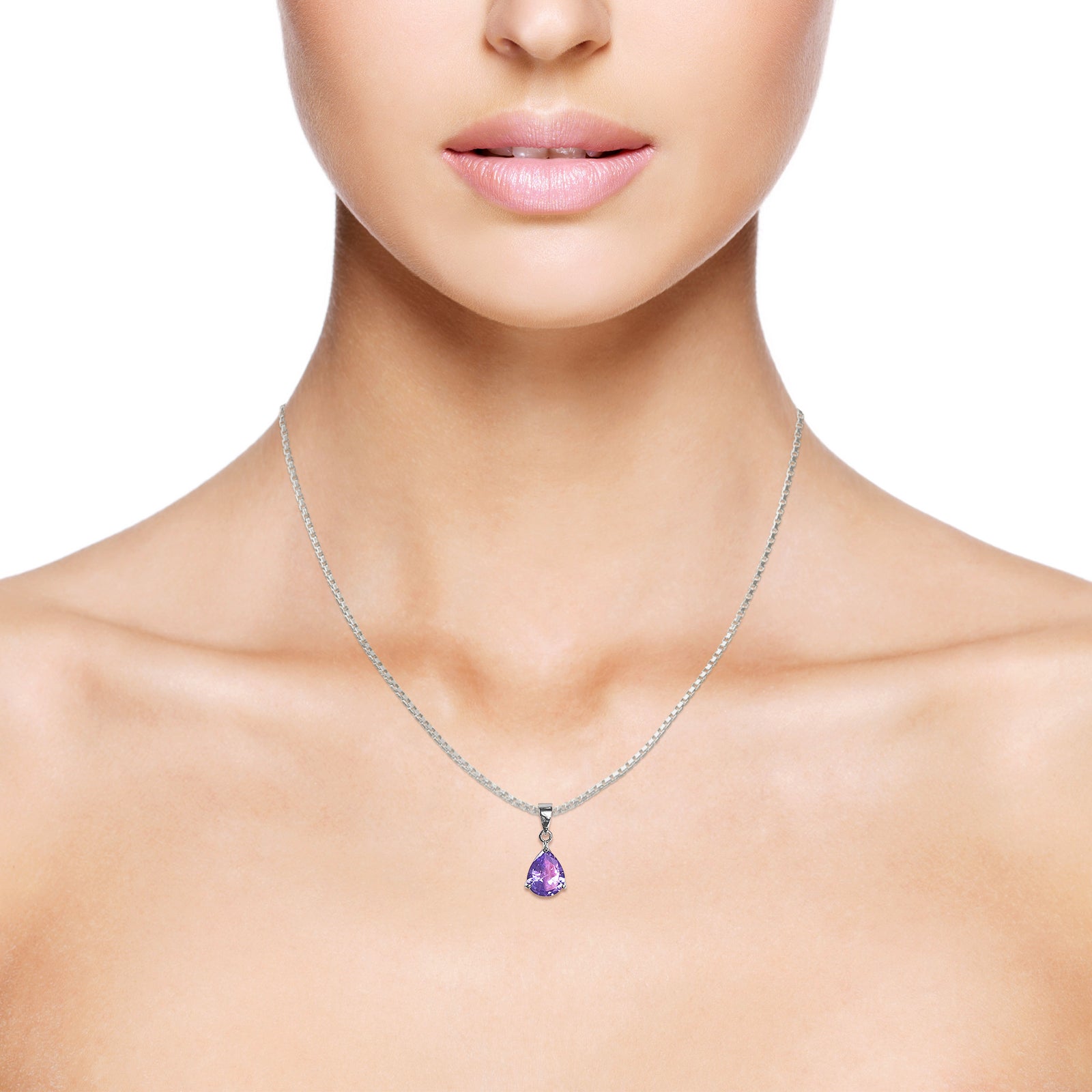 Muno Solitaire Pendant - Purple Pear 2023-050