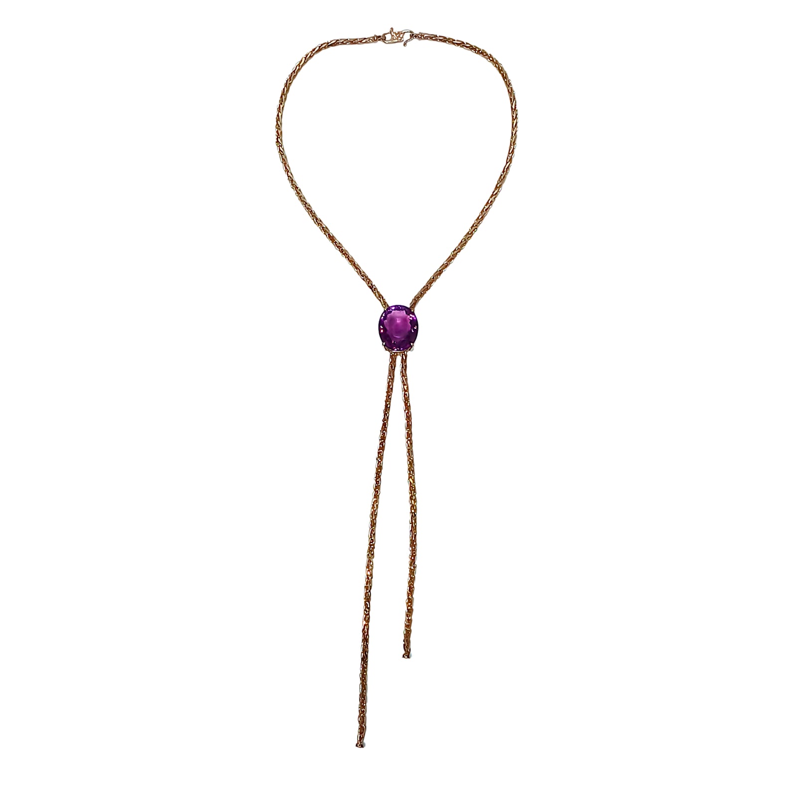 2025-011 LARIAT Y DROPDOWN NECKLACE - PURPLE OVAL