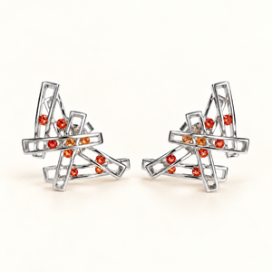 Puzzle Orange Sapphire Earrings AG508