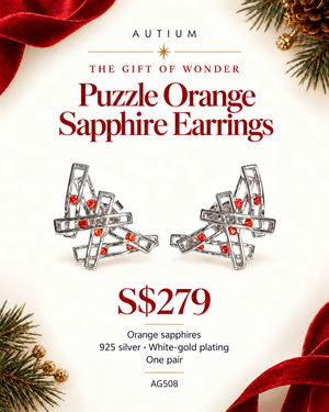 Puzzle Orange Sapphire Earrings AG508