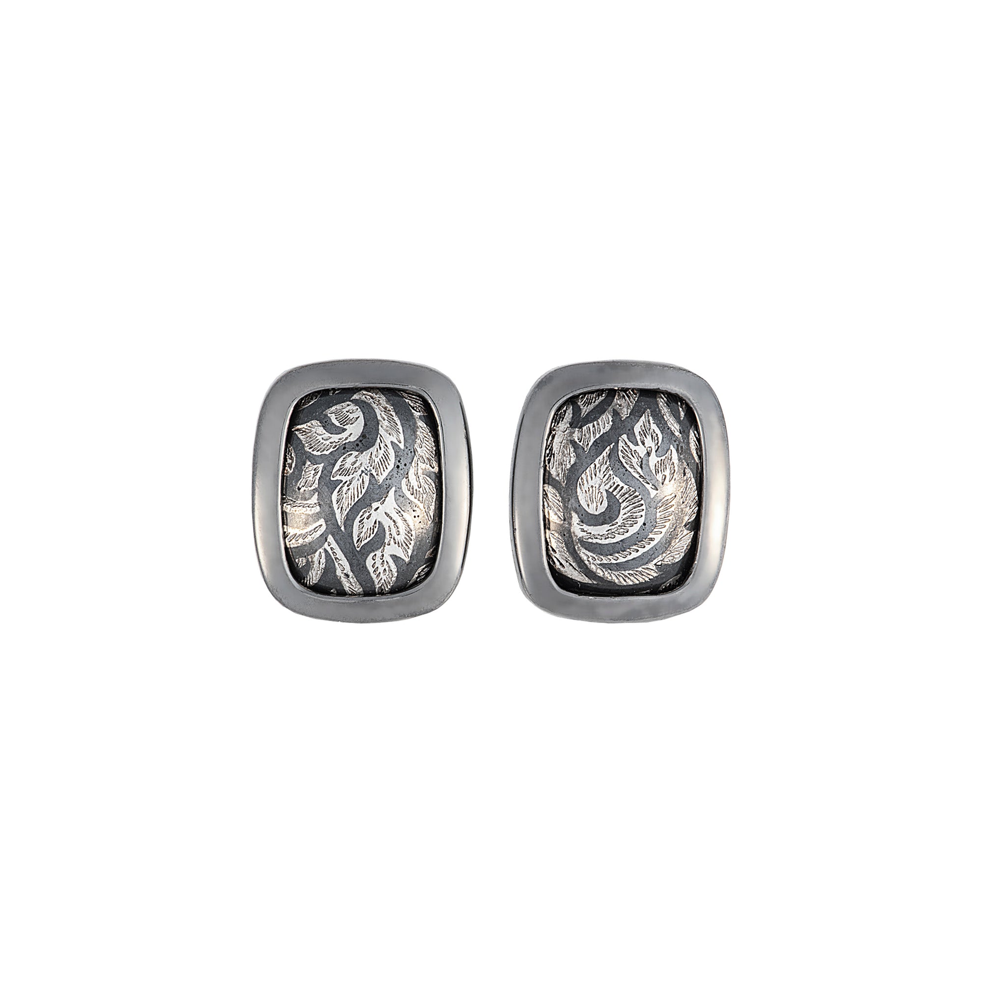 Silver Niello Kanok Cushion Earrings AG578