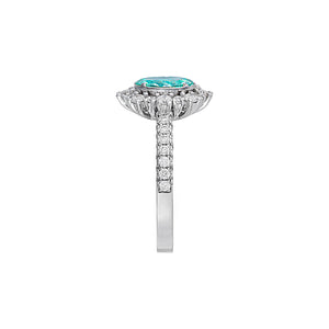 Dainty Starburst Halo Ring - Green Diamond Oval AU454