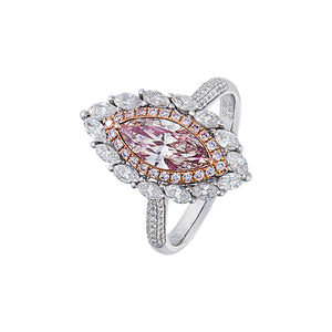 Chroasia Double Halo Ring - Pink Diamond Marquise AU456