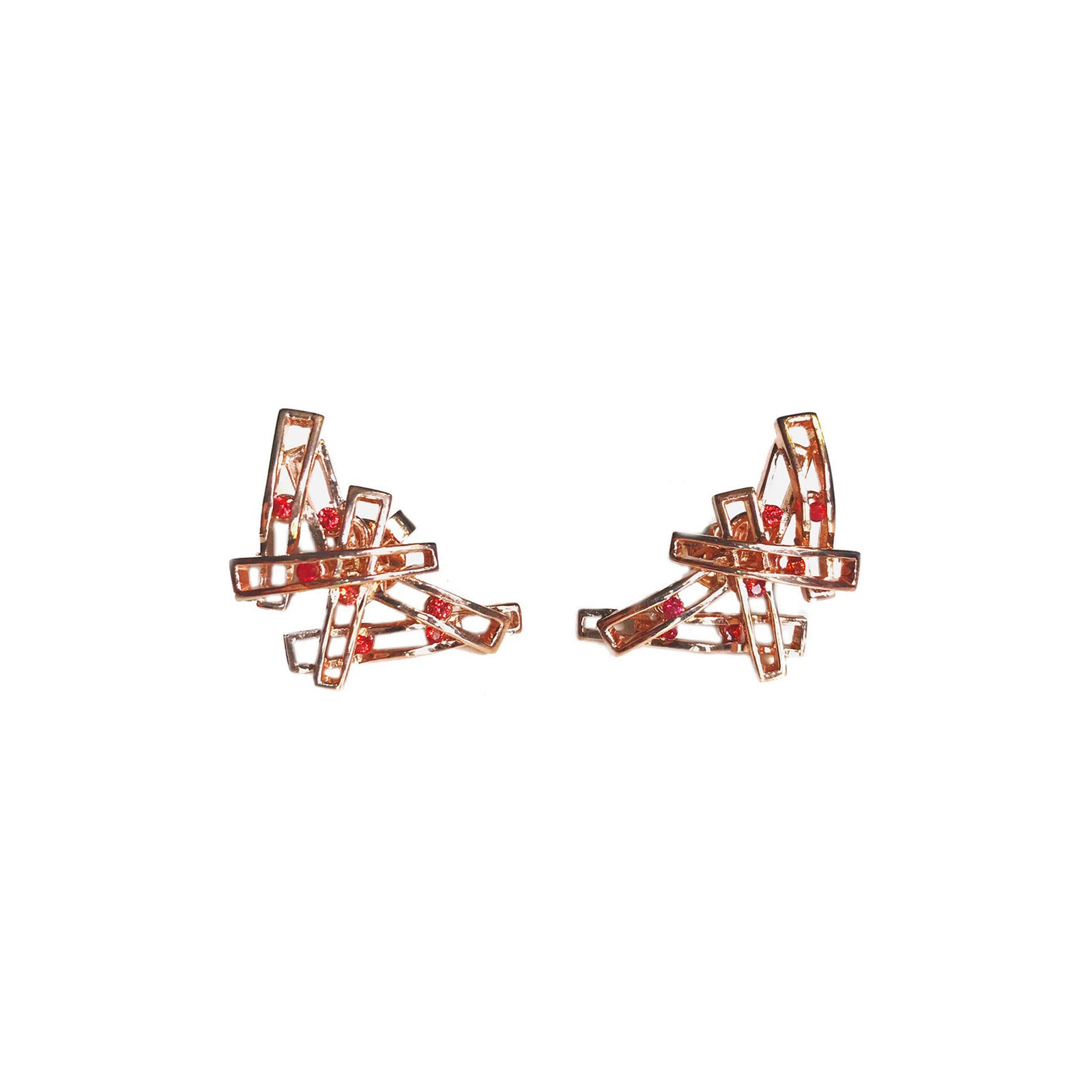 Puzzle Orange Sapphire Earrings AG508