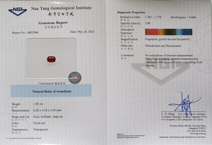 Unheated Burmese Mong Hsu Ruby Group 1 - 1.08CT G160 G161 G162