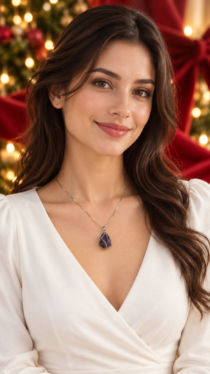 Handmade Amethyst Pendant & Silver Chain Set G503-1
