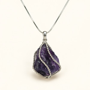 Handmade Amethyst Pendant & Silver Chain Set G503-1