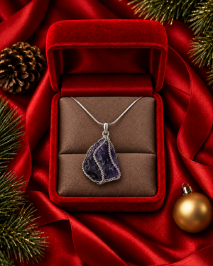 Handmade Amethyst Pendant & Silver Chain Set G503-1