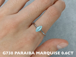 G738  PARAIBA TOURMALINE SOLITAIRE MARQUISE , MOZAMBIQUE, BLUE GEMSTONES