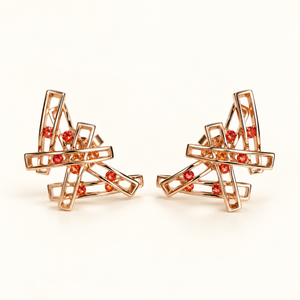 Puzzle Orange Sapphire Earrings AG508