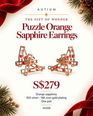 Puzzle Orange Sapphire Earrings AG508